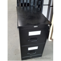 Staples Black 2 Drawer Vertical File Cabinet, Locking